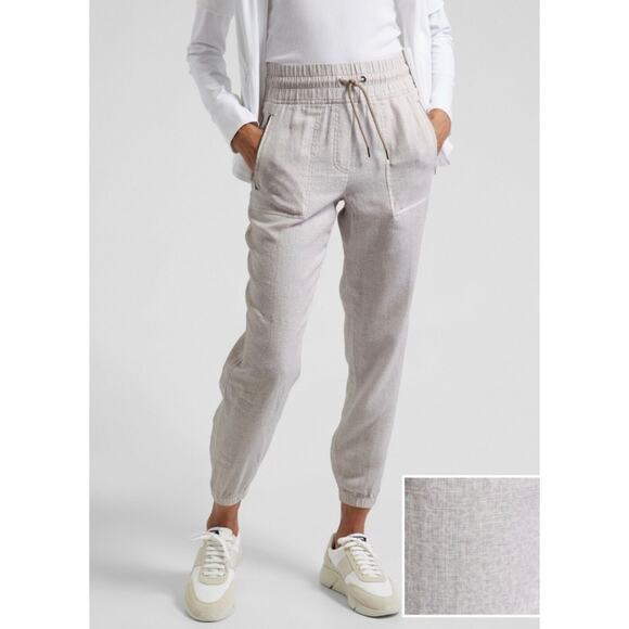 Athleta Pants - Athleta Cabo 100% Linen Jogger Cheetah Print Cream Athleisure Women Size 4